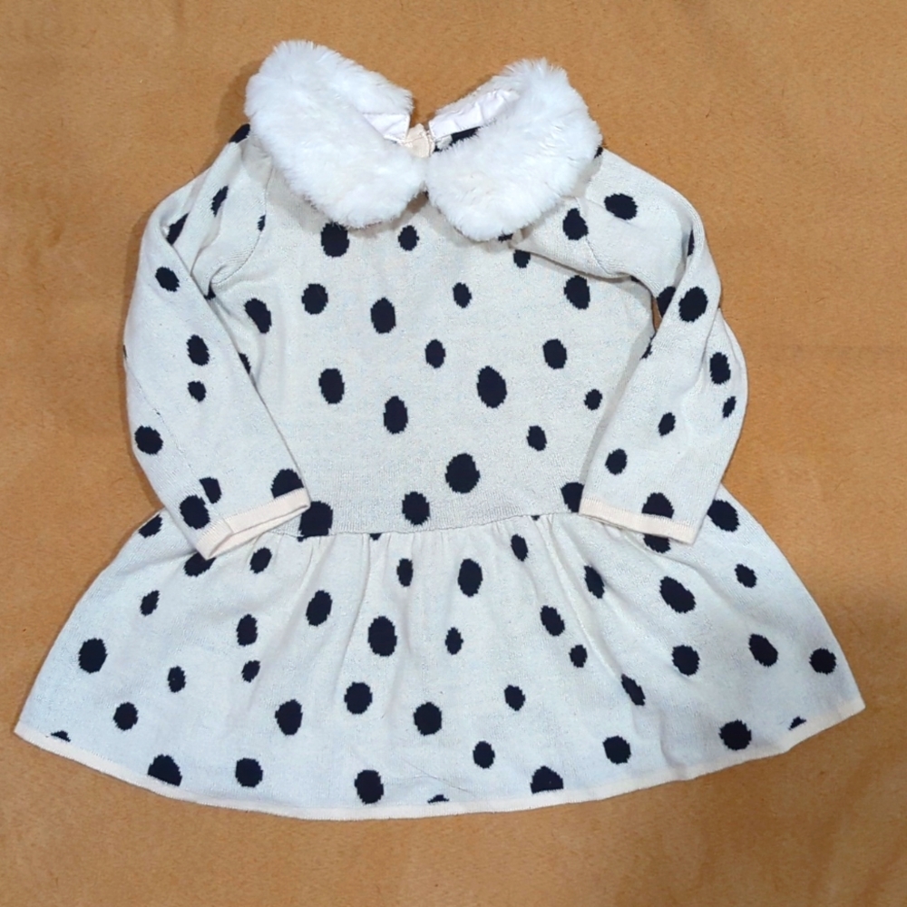 BabyGap Disney Cruella Polka Dot 101 Dalmatians Dress Faux Fur Collar 6-12M
